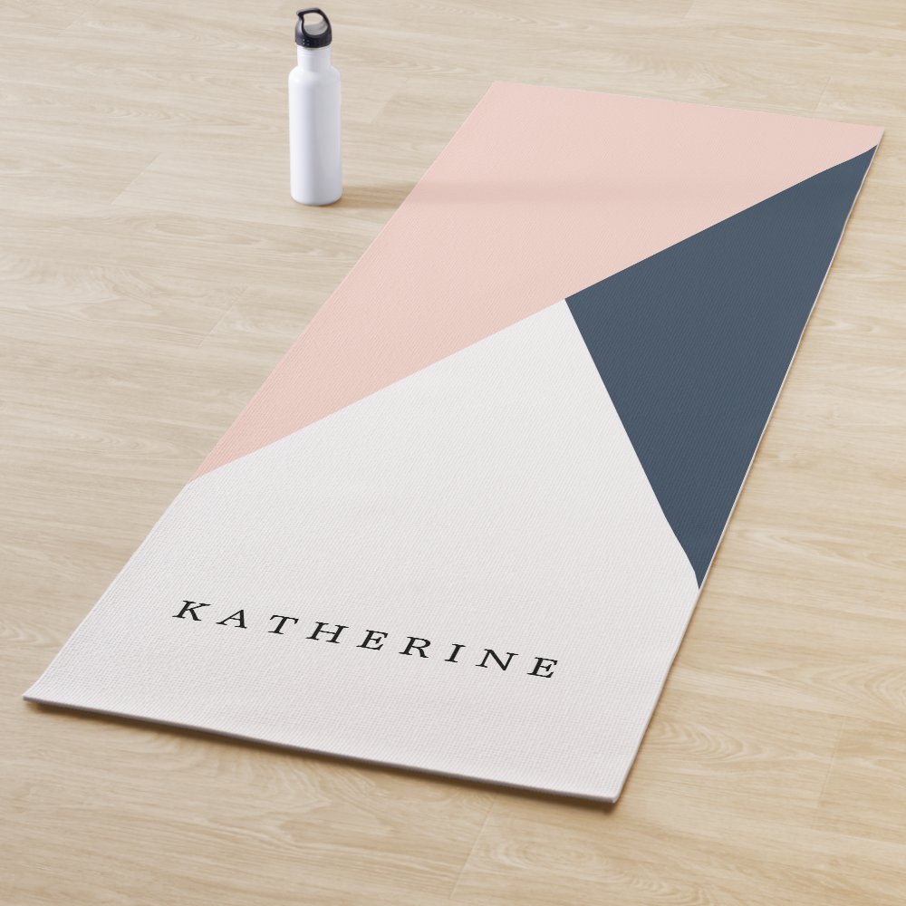elegant blush pink navy blue geometric triangles yoga mat ra13701e2e5cd49599c033b481d267f49 e9qy0 1000 - Pilates Gifts
