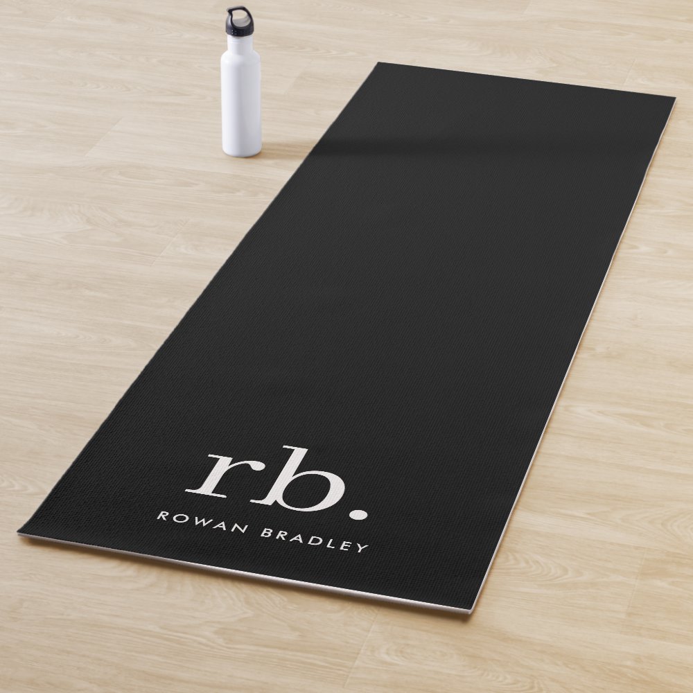 monogram classic elegant minimal black and white yoga mat rc95cb41ae5d044bf873c238c955576c9 e9qy0 1000 - Pilates Gifts
