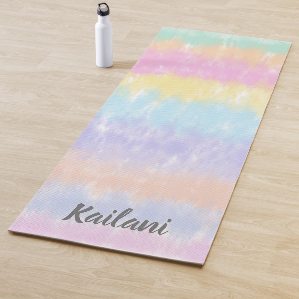 pretty pastel rainbow tie dye stripes name yoga mat r66eb0936da0f40d2890e3abd61235ea6 e9qy0 1000 - Pilates Gifts
