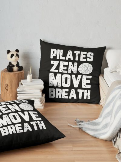 Pilates: Zen, Move, Breath Throw Pillow Official Pilates Gifts Merch