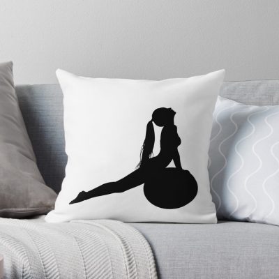 Silhouette Of A Female Doing Pilates And Yoga. Throw Pillow Official Pilates Gifts Merch