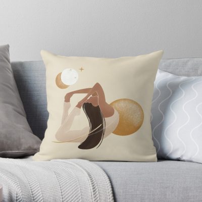 Silhouette Of A Female Doing Pilates And Yoga. Throw Pillow Official Pilates Gifts Merch