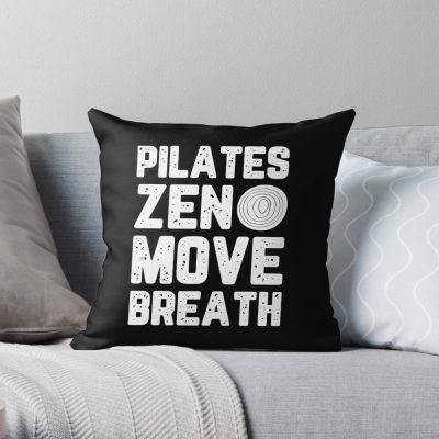 Pilates: Zen, Move, Breath Throw Pillow Official Pilates Gifts Merch