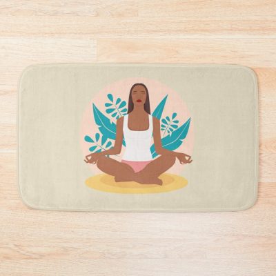 Silhouette Of A Female Doing Pilates And Yoga. Bath Mat Official Pilates Gifts Merch