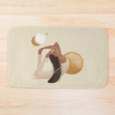 Silhouette Of A Female Doing Pilates And Yoga. Bath Mat Official Pilates Gifts Merch