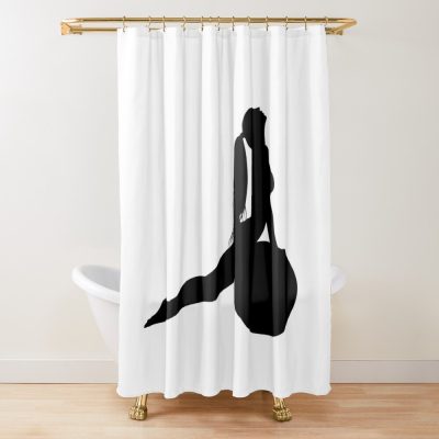 Silhouette Of A Female Doing Pilates And Yoga. Shower Curtain Official Pilates Gifts Merch