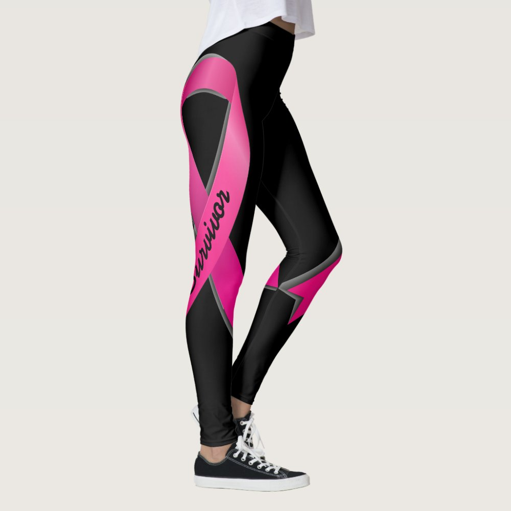 Pink Ribbon Personalize 2 Breast Cancer Survivor Leggings