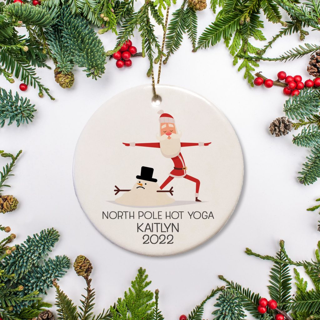 Pilates Santa North Pole Hot Pilates Ornament