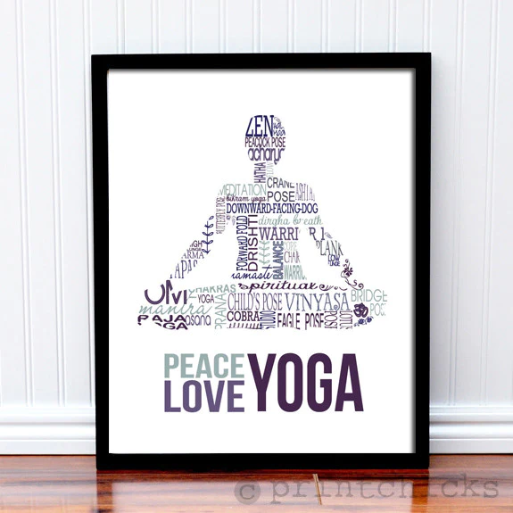 Personalized Text Peace Love Pilates Wall Art