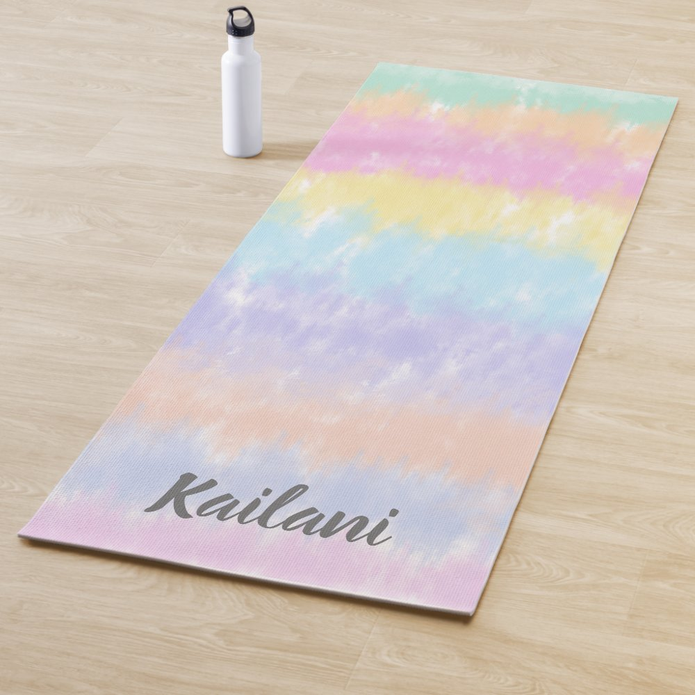 Pretty Pastel Rainbow Tie Dye Stripes Name Mat